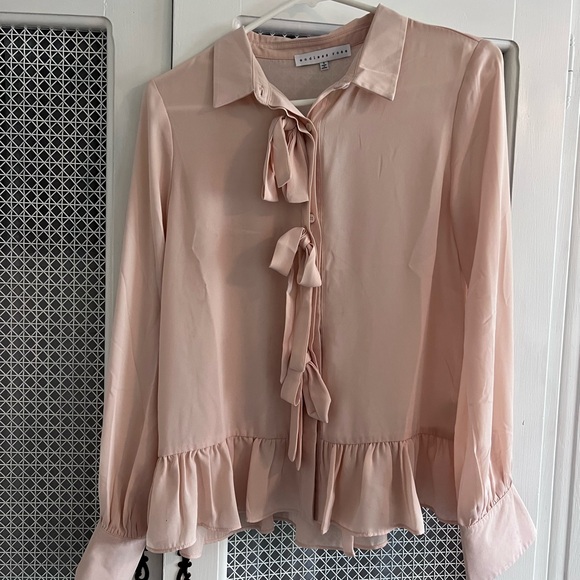 Endless Rose Pink Tie Front Ruffled Blouse - Picture 1 of 7
